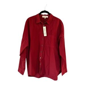 NWT Alex Mill Jo Cotton Poplin Shirt in Maroon Size L